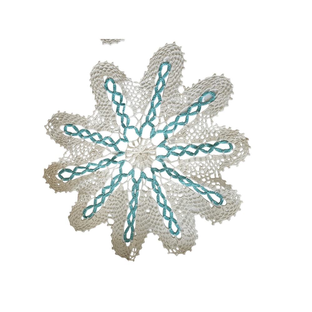 Set of 3 Crocheted Doilies 19" Across